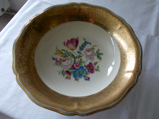 Rosenthal Porzellan Chippendale Schüssel  Blumen dicker Goldrand 8x23 cm 1934-45