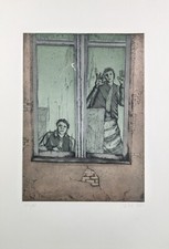 Hanefi Yeter, Zwei Personen im Fenster, Radierung, signiert, num., 1981