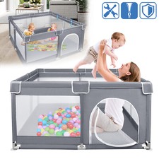 Kinder Laufgitter Laufstall Rechteckiges Krabbel Spielgitter Schutzgitter Grau