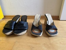 2 Paar Wedges 36-37 mit Keilabsatz Slip On Pantolette Pin Up 50s Style Schuhe