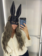 Perücke lang grau weich mit Pony natürlich Damen Frauen wellig Party Cosplay Wig
