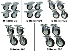 4 Stück Transportrollen mit Bremse Lenkrolle Transportrolle Möbelrolle