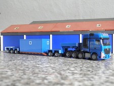 Herpa 1:87 - MB Actros MP 4 GS SLT 9-achs Goldhofer Tiefladersattelzug - "blau"