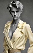 Elegante Satinbluse Gold Gr. L für Crossdresser DWT Sissy Travestie femininer St