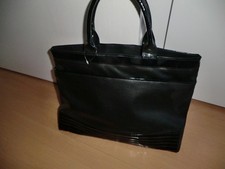 superschöne Handtasche Shopper Business-Bag schwarz mit Lack  41 x 32 x 13 cm