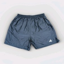 ADIDAS Genua Glanz Nylon Shorts L Fußball Turnhose Vintage schwarz Sport Retro