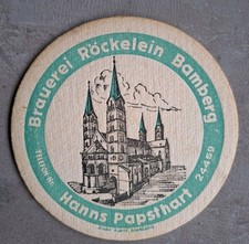 Bierdeckel Brauerei Röckelein Bamberg, Hans Papsthart, Geschlossen 1968