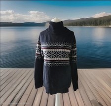 w NEU Norweger Rollkragenpullover 40 Blau Rot Grau Weiß TCM Pullover North Route