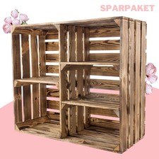 2er Set geflammter Holzschrank