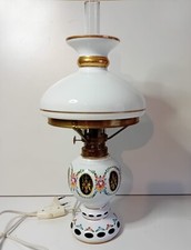 Porzellan Petroleumlampe elektrisch Vintage Öllampe böhmisch Emaille Malerei