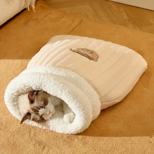 Katzen kuschelsack teddy creme - katzen,