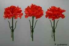 3 rote DDR Mainelken - Mainelke - Original - Kult - NEU - VEB Kunstblume Sebnitz