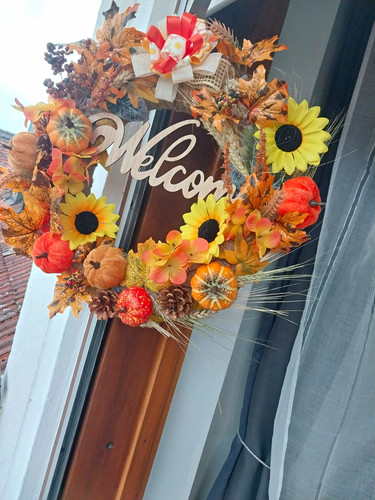 Künstlicher herbst türkranz - künstlicher,