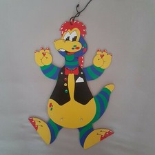 Mertenskunst Hampelfigur Dino, Jumping Jack, Sperrholz bemalt