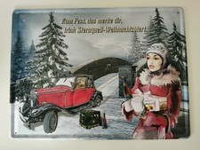Metallschild, Blech, Reklame, Werbung, Bier Sternquell, Weihnachten, retro, Auto