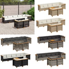vidaXL 8/9-tlg. Garten-Sofagarnitur mit Kissen Schwarz/Grau/Beige Poly Rattan