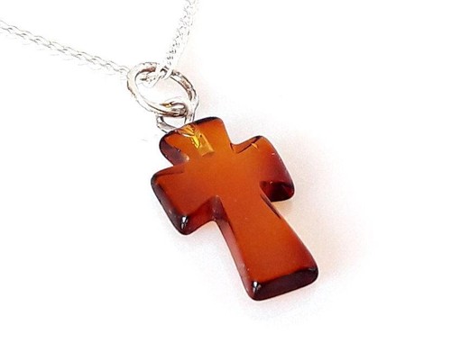 Kreuz bernstein anhänger - bernstein,