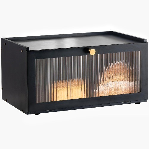 Bambus brotkasten schwarz holz - brotkasten,