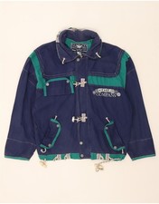 OIL COMPANY Herren Graphic Bomberjacke UK 38 Medium Navy Blau Colourblock BK01