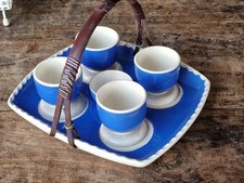 antik Eierbecher mit Tablett