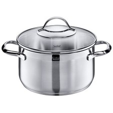 Blauer High Kochtopf mit Deckel Silber 20 cm