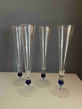 4 Sektgläser Modell San Remo mit blauer Kugel