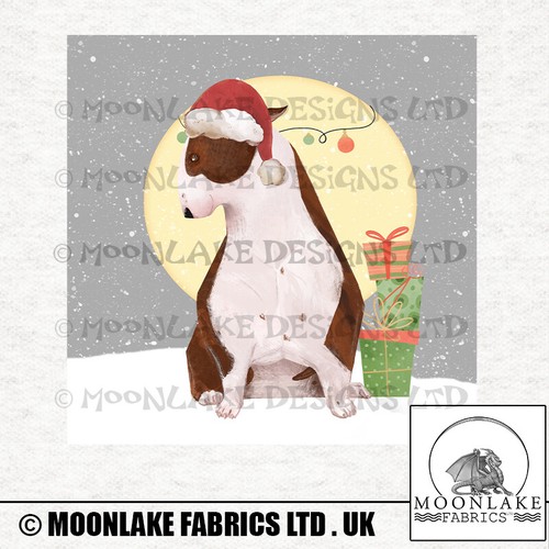 Bullterrier weihnachten stoff - bullterrier,