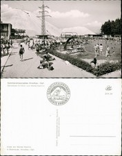 Ansichtskarte Hirschau Schwimmbad Freibad belebt Personen am Sprungturm 1960