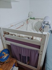 Hochbett Spielbett Malte Kiefer massiv Weiss mit Farbauswahl