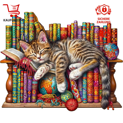 Holzpuzzle schlafende katze - holzpuzzle,