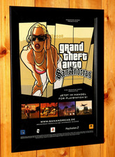 2004 Grand Theft Auto San Andreas PS2 Vintage Werbeblatt Poster / Ad Page Framed
