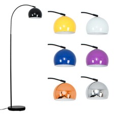 Gebogene Stehlampe Standard schwarz Wohnzimmer Licht Retro gewölbter Schirm LED Birne 