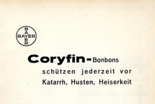 2 x Bayer- Werke Coryfin- Bonbons und Adalin- Tabletten Histor. Annoncen 1928