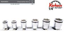 Koken 1/4" Nut Grip Steckschlüssel-Satz 6tlg. auf Schiene