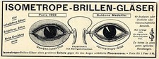 Isometrope - Brillen- Gläser Historische Reklame von 1903