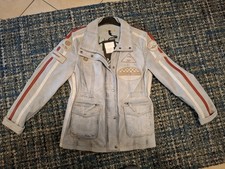 Coole Jacke - Leder - Lederjacke im Biker Look - PATAGO - blau Hellblau Größe 40