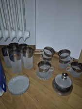 6-teiliges Kaffee Tee Geschirr Zuckerdose Milchglas Polen Gläser Set Vintage 