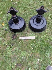 Konvolut- Hängelampe/Handlampe/ Industrie Email Bauhaus/ Art Deko schwarz/weiß