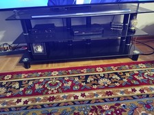 TV Möbel Sideboard Fernseh Rack Alu Glas