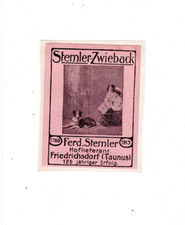 Alte Reklamemarke für Stemler-Zwieback aus Friedrichsdorf im Taunus