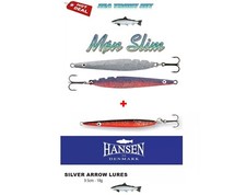 Meerfollen Blinker Set# 1 Stück Hansen SILVER ARROW  18g  + 2 Stück Møn Slim 22g