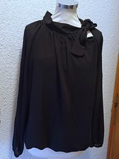 made in Italy Chiffon Schluppenbluse GR 38-40 schwarz/black Ballonbluse Schleife