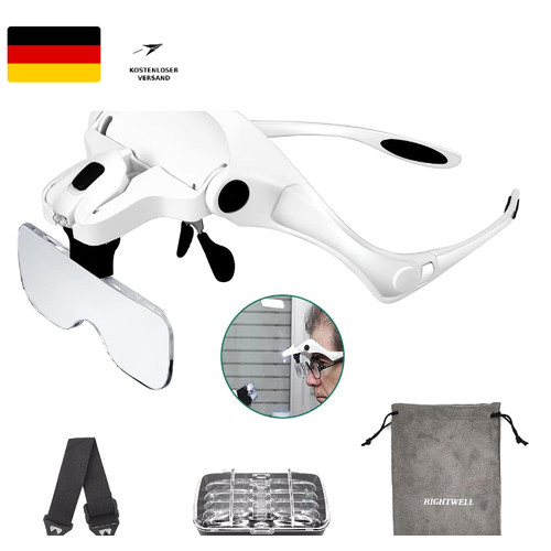 Lupenbrille mit led licht 2x5x - lupenbrille,