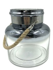 Großes Glaswindlicht silber