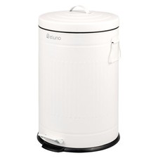 B-Ware eluno Abfalleimer VINTAGE, Treteimer, 20 Liter aus weißem Metall