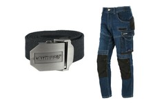 Arbeitshose Jeans Arbeitsjeans L40510 Sicherheitshose Hose Gürtel Kniepolster