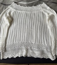Vivance Carmenpullover mit Ajourmuster weiß 