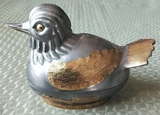 Vintage Deckeldose Zinn und Messing Vogel / Ente 795 Gramm