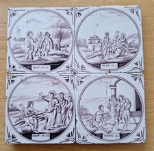 antike Delfter Fliesen violett