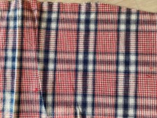 NEU handgewebtes altes Leinen blau rot weiß Bauernleinen 66x140cm zum Nähen